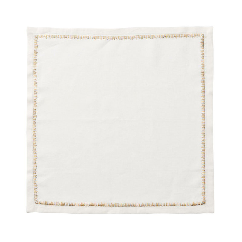 Filament 21" Linen Napkin, White/Gold/Silver