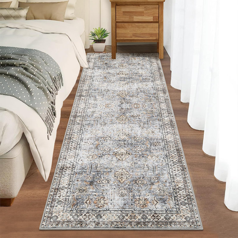 Floral Area Rug, Blue, Rectangle 200 x 290 cm