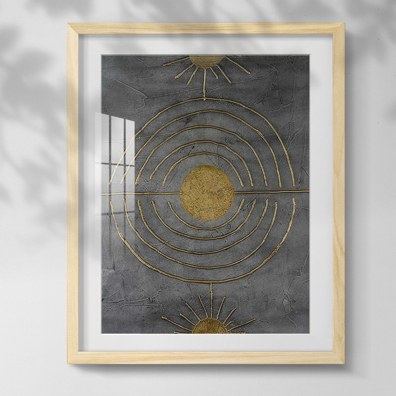 Solar Arcs I, reproduction encadrée, Papier avec cadre naturel, Blanc
