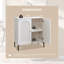 Buffet haut arqué cannelé de 34 po avec tablettes réglables - Buffet blanc moderne-1150809928