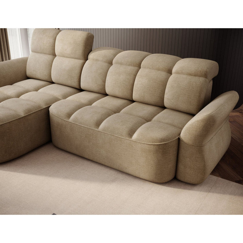 Canapé-lit méridienne Beneth avec rangement - Beige/Taupe, Beige/Taupe, Left facing