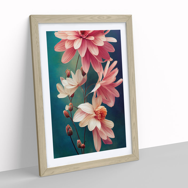 XV1022-3418X Peaceful Flower Scene - Print, 66cm H x 48cm W, Oak Framed