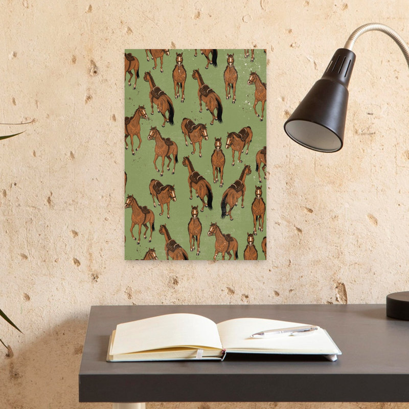 Motif de chevaux bruns abstraits, paysage contemporain de cheval, art mural, H 18 po x l 12 po