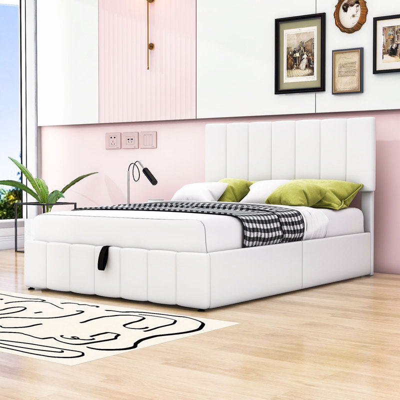 Lit plateforme tapissier avec tête de lit, Complète