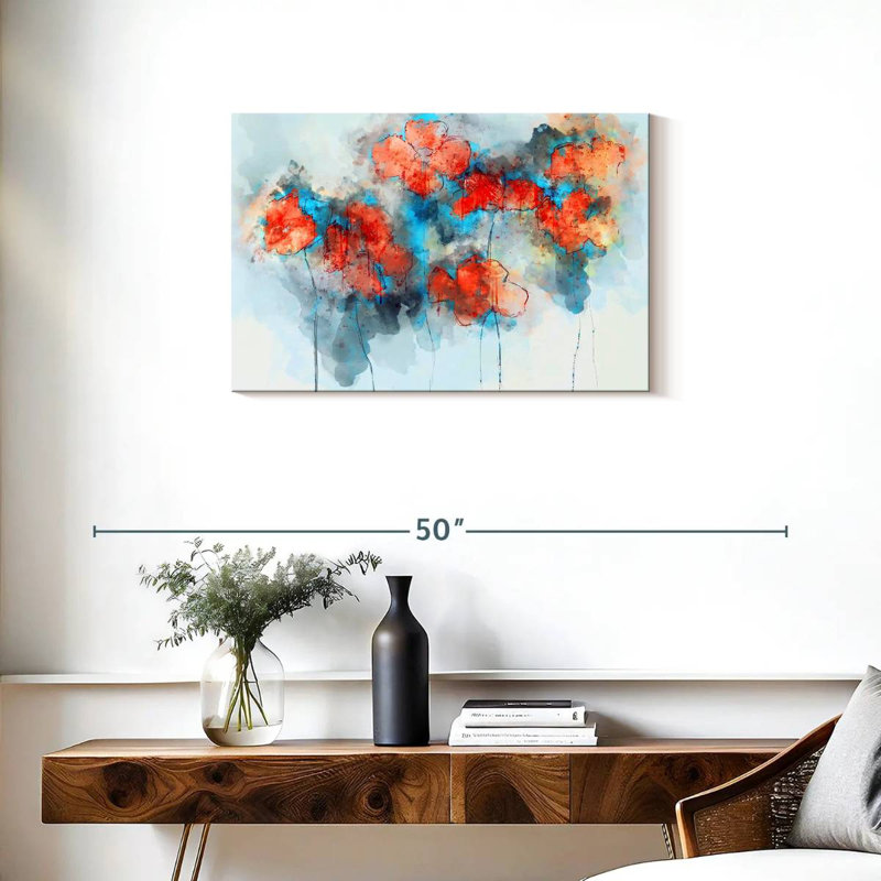 Coquelicots à motif floral abstrait Avery, H 20 po x l 30 po