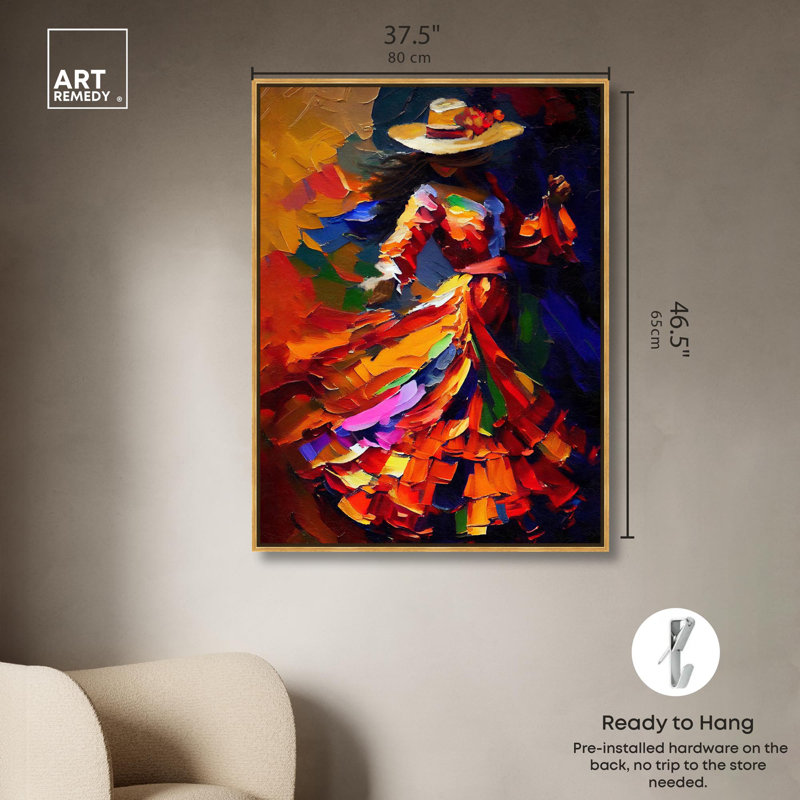 Dancer I Canvas Spanish City S by Art Remedy, Cadre doré, H 46 po x l 37 po