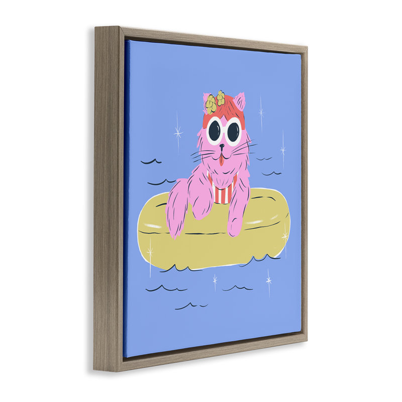 Cadre flottant pour chat Summer Pool, par Krissy Mast, H 25 po x l 25 po, Cadre flottant orme Montalcino