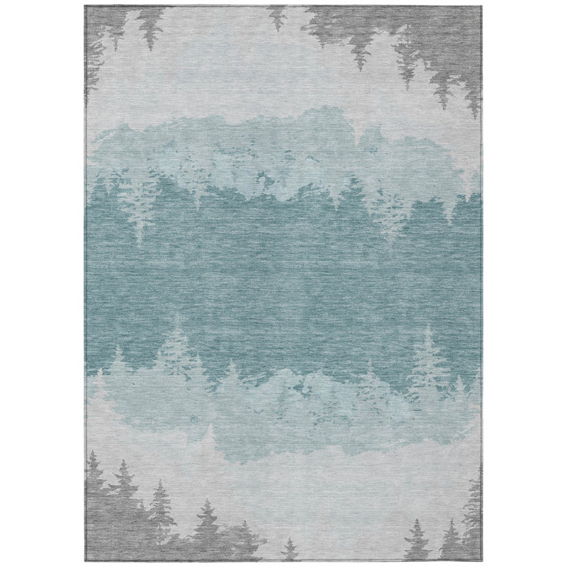 Machine Washable Indoor/Outdoor Chantille ACN2861 Lodge Rug, Silver, 5' x 7'6"