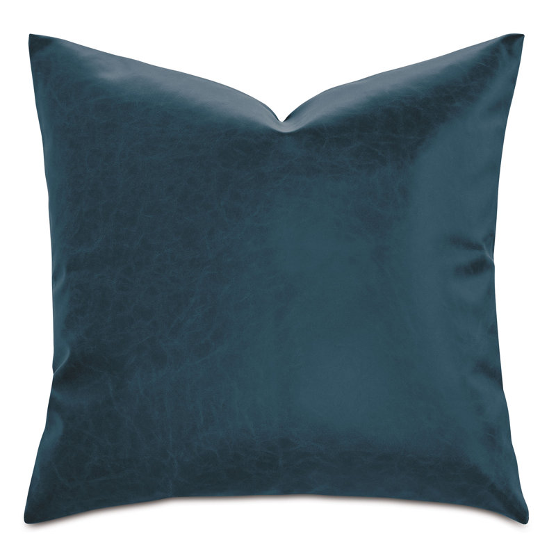Nevin Faux Leather Throw Pillow, 20"H x 20"W, Denim