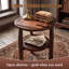 Table de bout en bois d'hévéa massif avec tablette de rangement et petite table d'appoint à 2 niveaux pour le salon, la chambre à coucher
