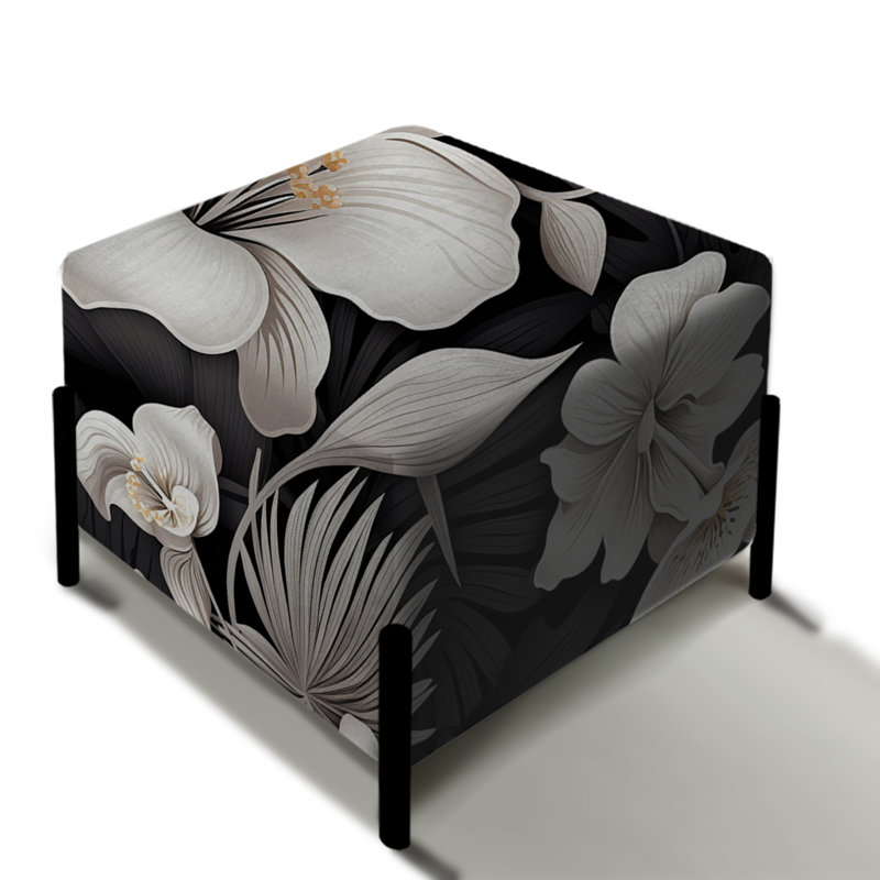 Motif tropical tropique monochrome - repose-pieds carré tropical