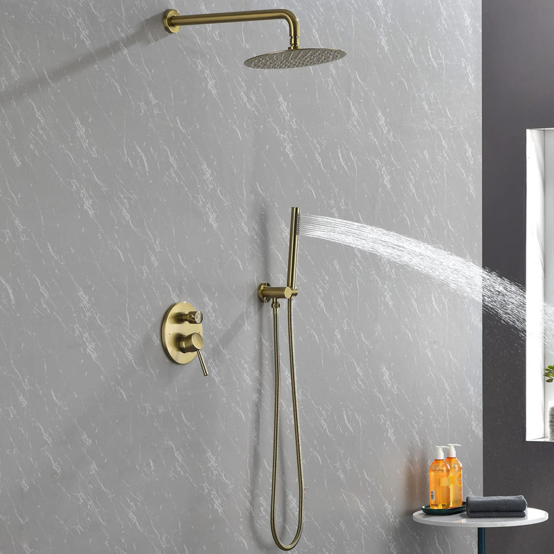 Matte Black Large Round Rainfall Shower System with Handheld