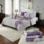 Ensemble de courtepointe en coton imprimé 6 pièces avec coussins décoratifs gris taupe / mauve double / grand-136170575-136170577