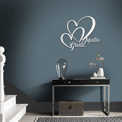 Personalized Metal Double Hearts & Love Metal Wall Art Custom Decor For Valentine or Wedding Gift