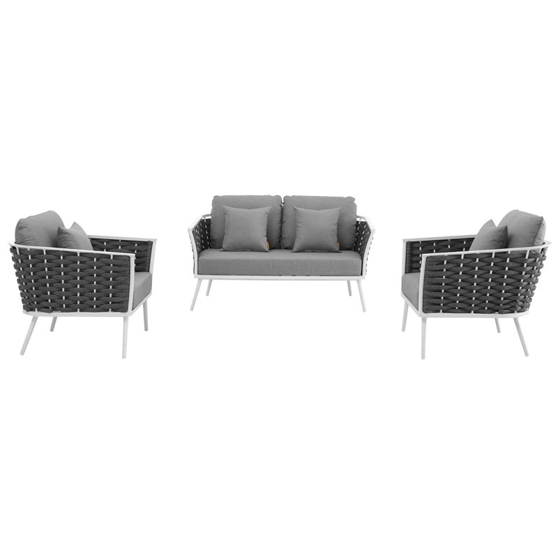 Ensemble de canapé modulaire d'extérieur en aluminium 3 pièces Stance, Gris