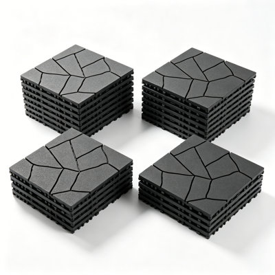Paquet de 44 tuiles de terrasse en plastique emboîtables, 12 po x 12 po, plancher extérieur imperméable, tuiles de terrasse et de piscine résistantes aux intempéries pour la terrasse et la cour
