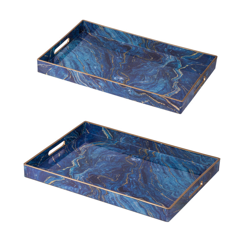 Ensemble de 2 plateaux Macrae, Bleu