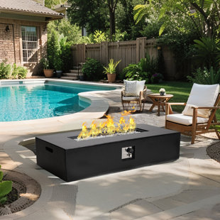 Rectangular Black Terrazzo Fireplace,56 inches