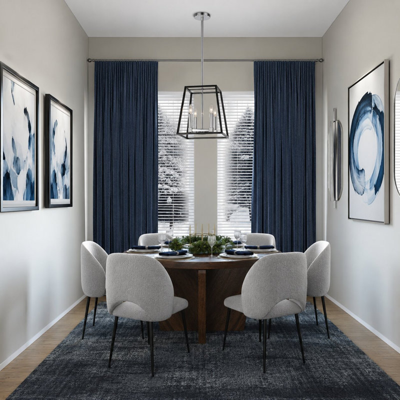 4-Light Matte Black And Chrome Metal Chandelier