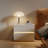 2-Drawer White Nightstand With Led Light And Built-In Charging Station, Modern Bedside Table Set Of 2