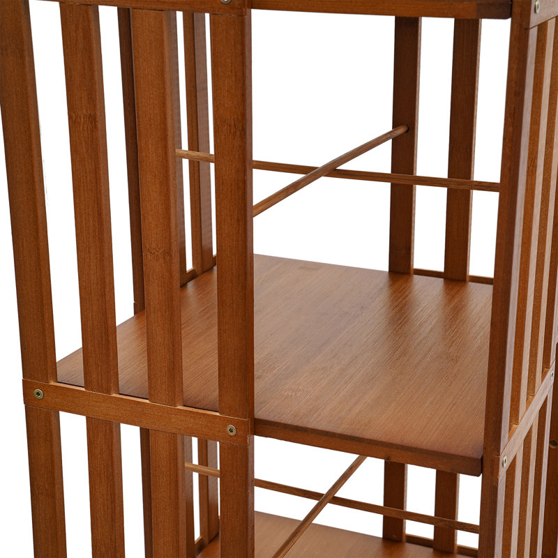 5-Tier Rotatable Bookshelf Floor Standing Book Storage Display Rack, Tan