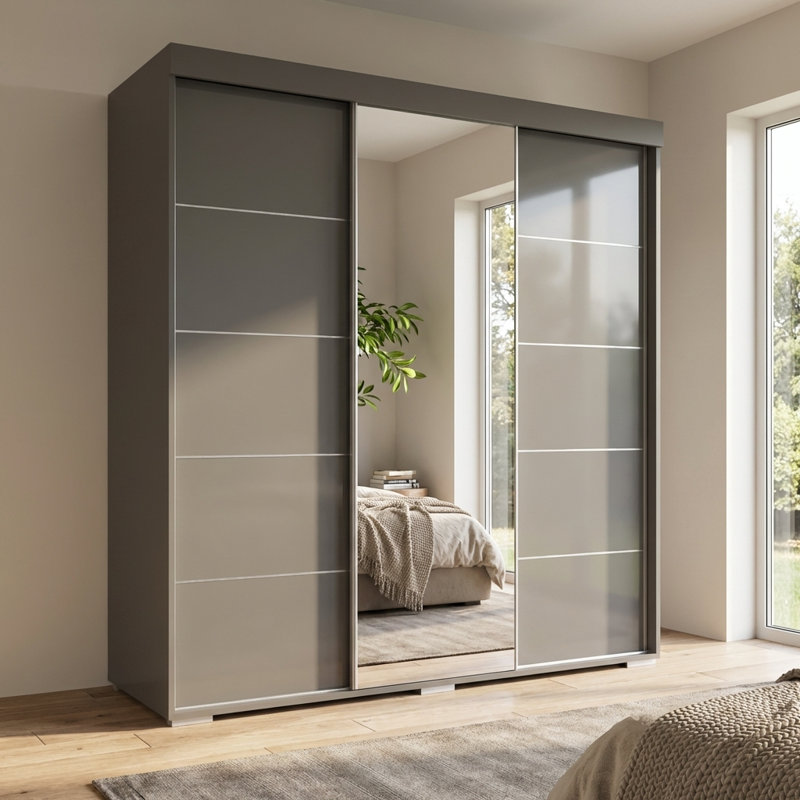 Armoire grise 3D 71 "avec miroir Aria, Gris