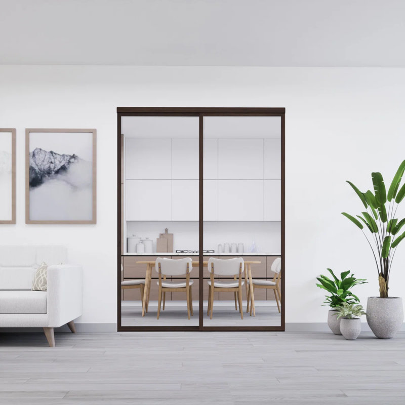 2 Panel Clear Glass Room Dividers - Sliding Doors - Closet Doors