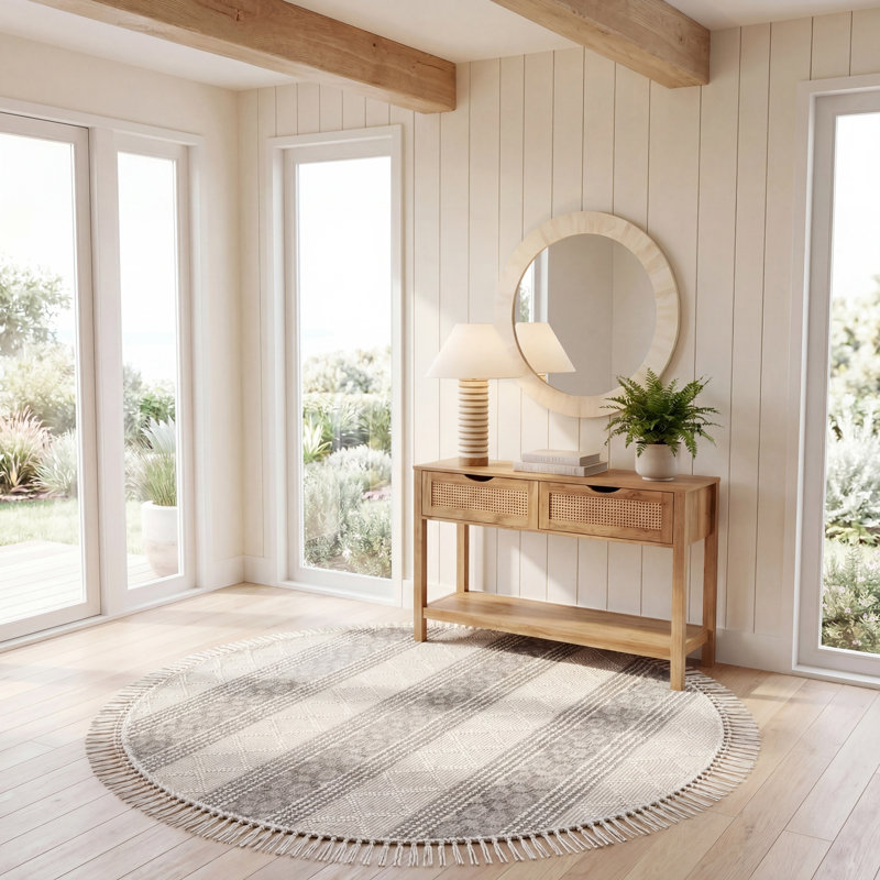 Pei Natura Hand Woven Wool Geometric Rug, Round 6'