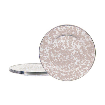 Set of 4 Taupe Swirl Dinner Plates