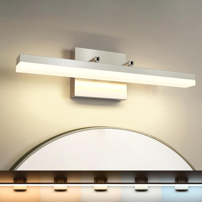 15.8" Dimmable Brushed Nickel LED Bathroom Vanity Light Fixture 2500K/3000K/3500K/4000K/5300K CCT Adjustable