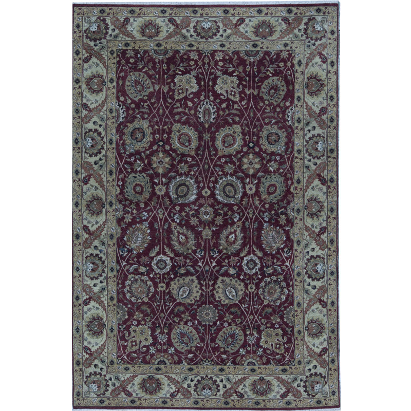 Wool Oriental Area Rug in Wine/Brown