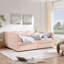 Grand lit avec tissu en lin, motif ondulé, deux tiroirs de rangement, porto, pour accueillir dans la chambre à coucher, se reposer et se détendre-130164815