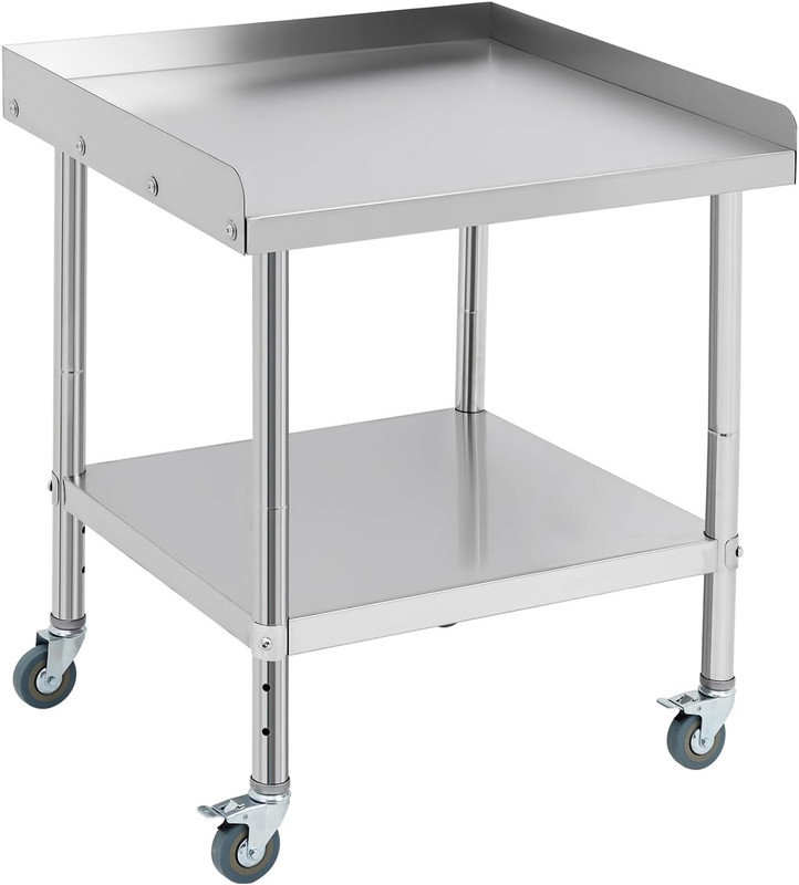 Table de barbecue NSF en acier inoxydable d'une capacité de 400 lb avec des roues de 5 po et un déflecteur de 2 po pour la cuisine commerciale