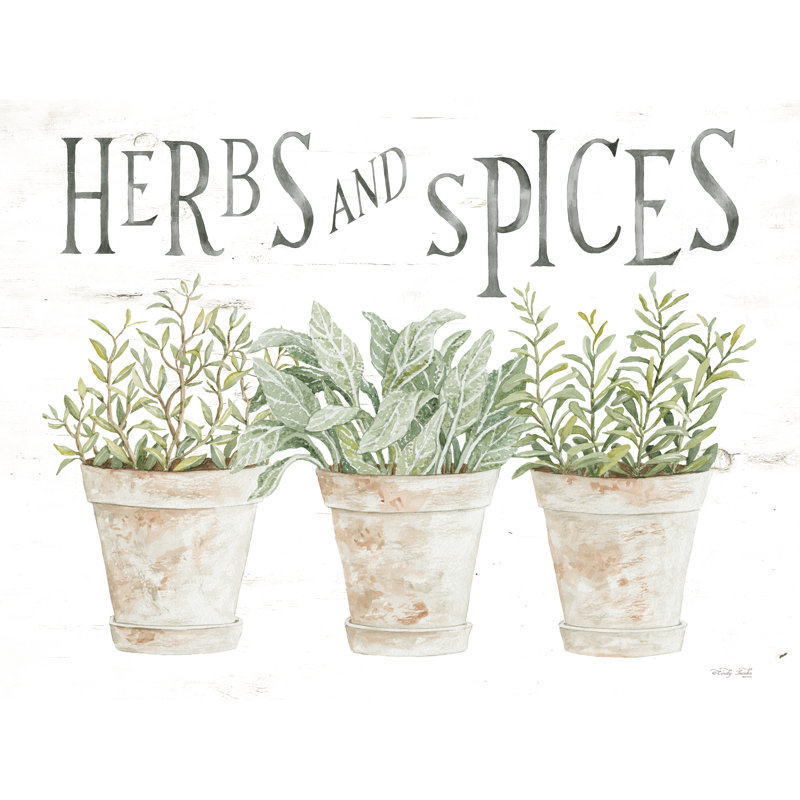 Herbes et épices sur toile par Cindy Jacobs, H 8 po x l 12 po x P 1,25 po