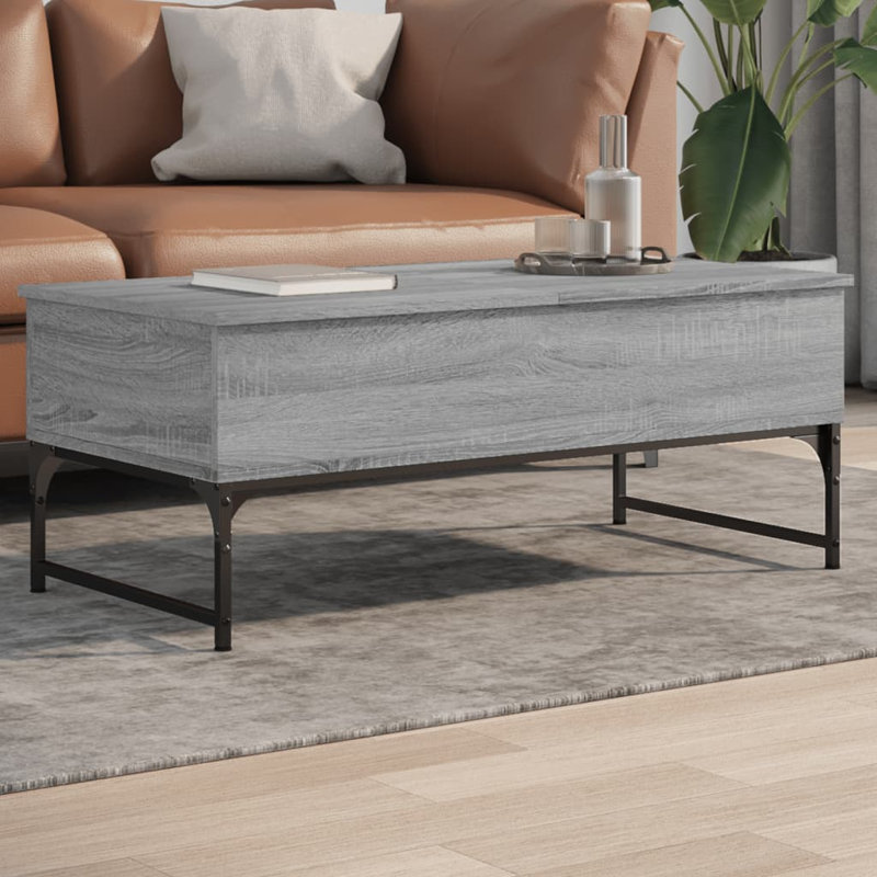 Annabella Lift Top Sled Coffee Table with Storage, 40cm H x 100cm L x 50cm W, Grey Sonoma