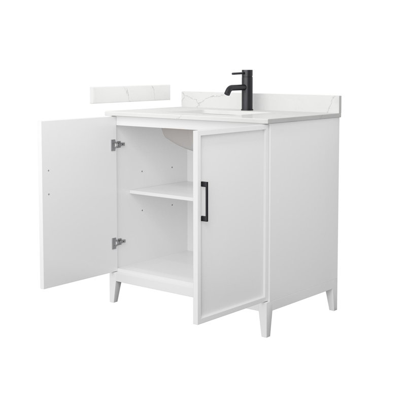 Elan 36'' Single Bathroom Vanity with Quartz Top, Single, Matte Black