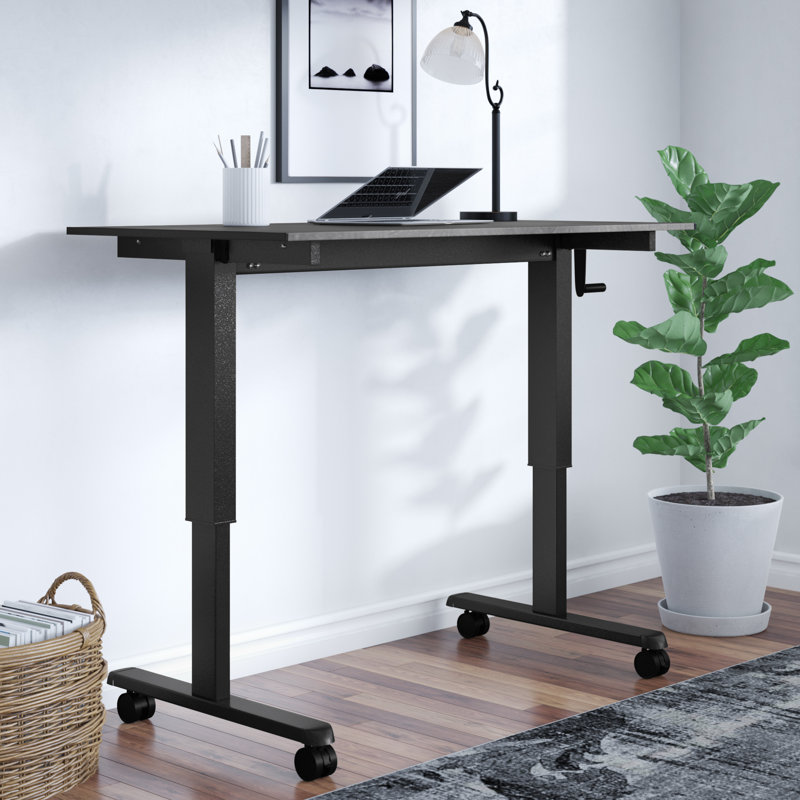 Bureau debout à hauteur ajustable Belvedere, l 59 po x P 29,5 po, Chêne noir / noir
