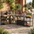 Ensemble modulaire de cuisine d'extérieur 5 pièces avec évier Armoire de rangement d'angle et stations de préparation mobiles
