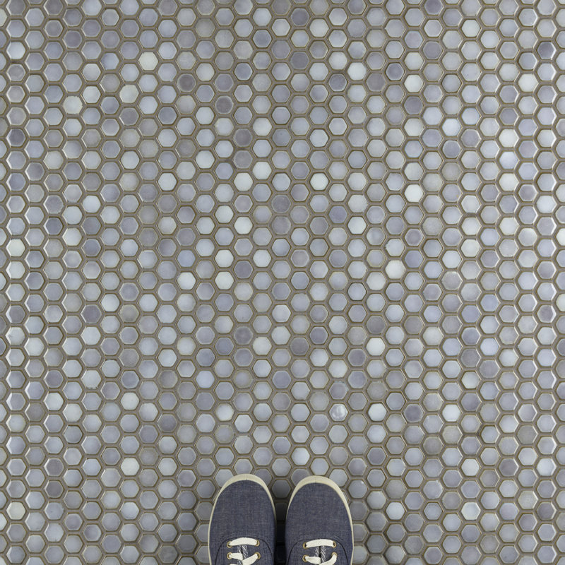 Hudson 1" x 1" Porcelain Honeycomb Mosaic Wall & Floor Tile, Gray Eye