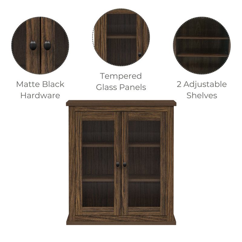 Jairah Removable Two-Door Wall Bathroom Storage Cabinet, Walnut