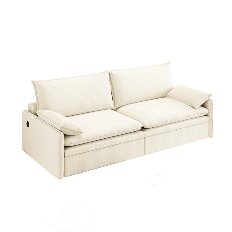 Canapé-lit convertible 4 places - tissu chenille, siège profond, canapé Cloud moderne avec rangement, port USB et coussin 2 en 1, canapé-lit escamotable