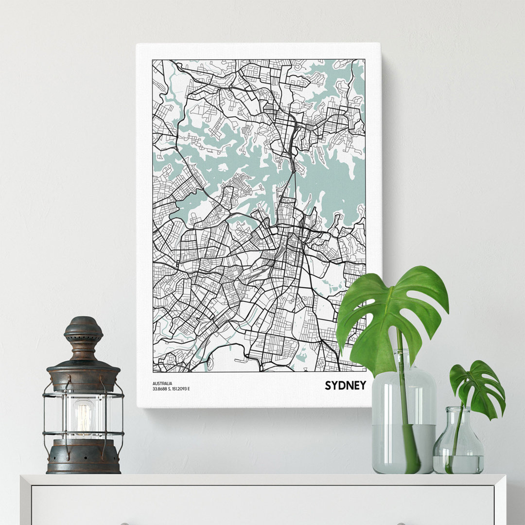 Map Sydney Australia - Wrapped Canvas Print