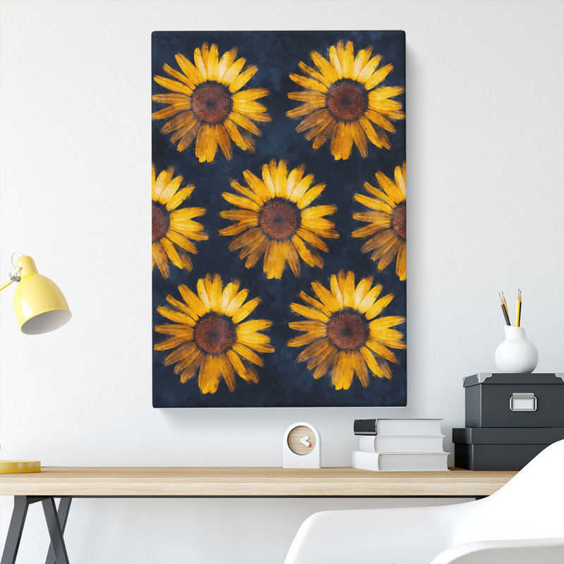 A Wall Of Yellow Sunflowers - Wrapped Canvas, 76cm H x 50cm W x 3cm D
