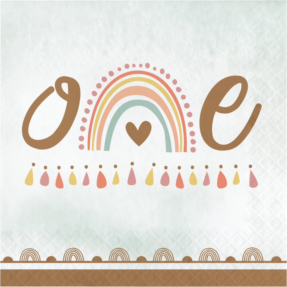 Boho Rainbow 1st Birthday Napkins, 48 ct, Size: 6.5”