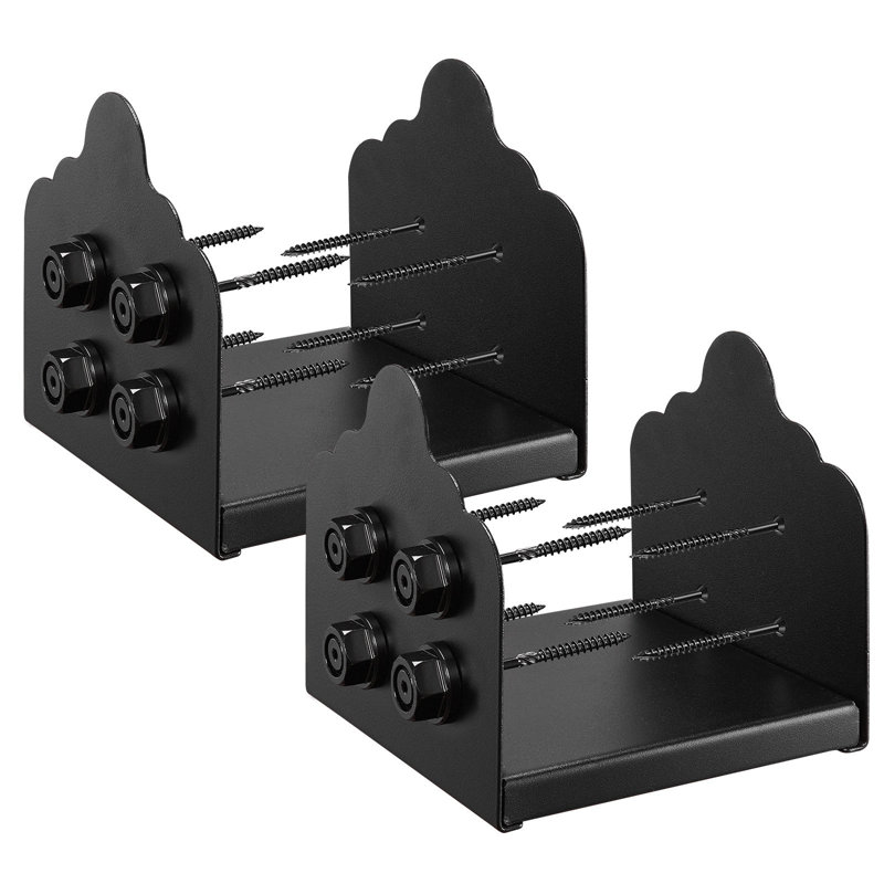 2 supports de poteau VEVOR 8X8, supports intérieurs de poteau de 7,9 x 7,5 po / 200 x 190 mm, poteaux de terrasse en acier au carbone robustes, supports de poteaux en bois pour plaque de base de support de rampe de pavillon, noir