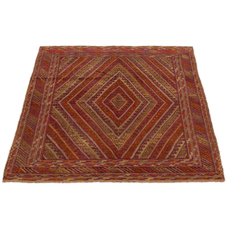 Tapis mauve en laine noué à la main de conception unique 5 pi 2 po x 6 pi 1 po Jisiah