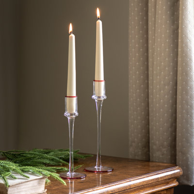 2 Piece Glass Tabletop Candlestick Set