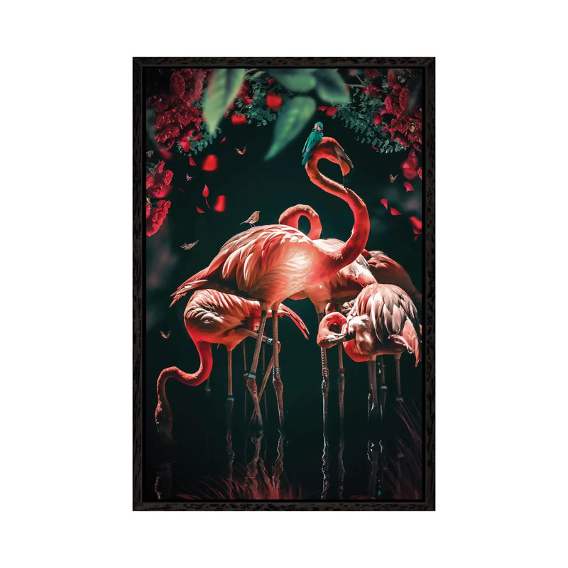 The Glowing Flamingo by Zenja Gammer - Print on Canvas, 66.04 cm H x 45.72 cm W, Black Framed