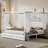 Metal Canopy Platform Bed With Upholstered Headboard, 2 Drawers And Button Stitching Design-1845864681