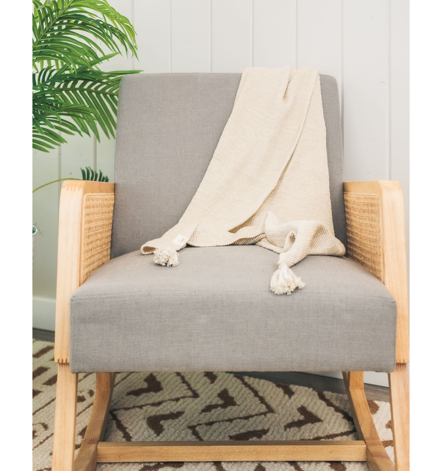 Cotton and Cashmere Baby Blanket, Beige